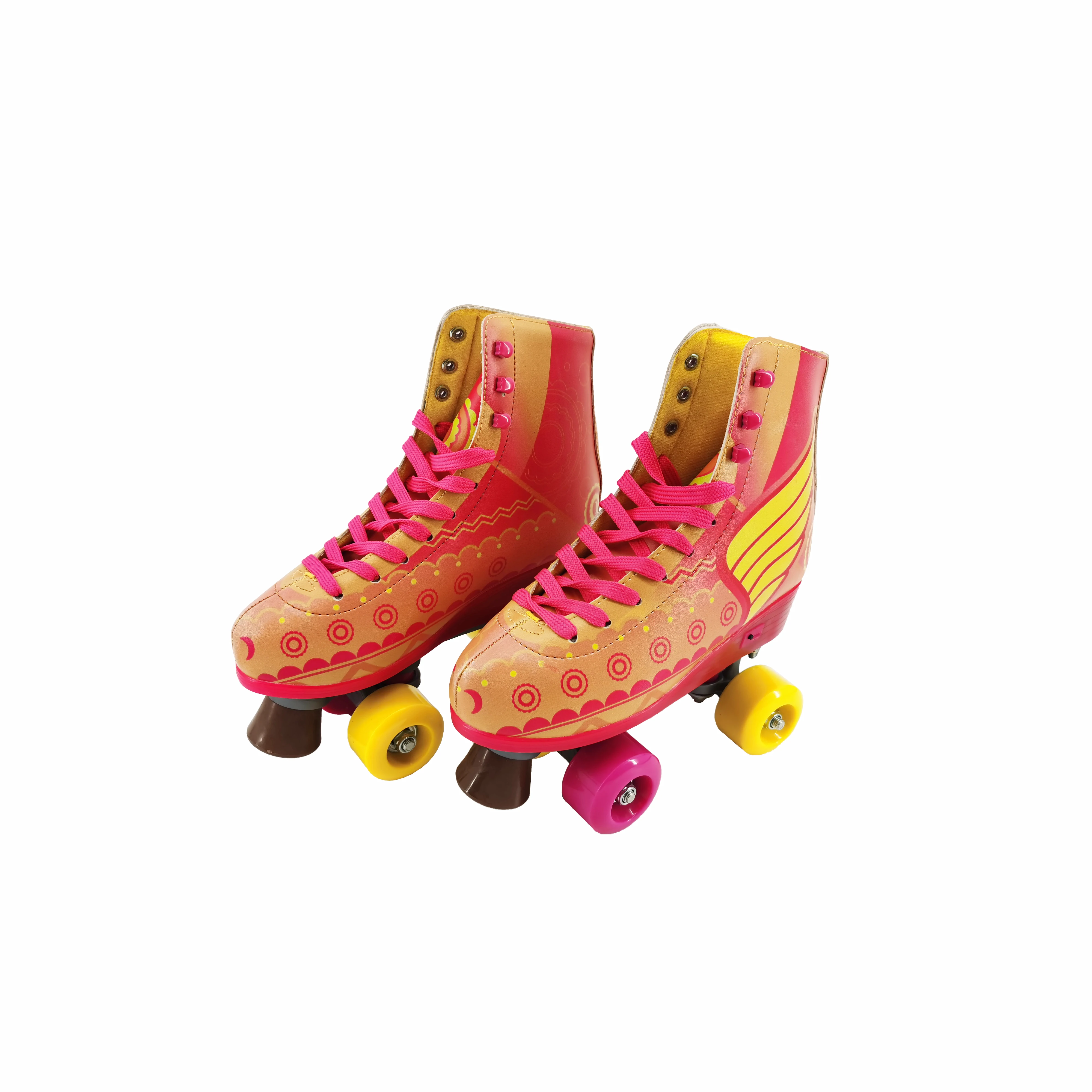 Aluminium base frame PU wheels leather boot riedell type quad roller skates patines de 4 ruedas girls kids children gift