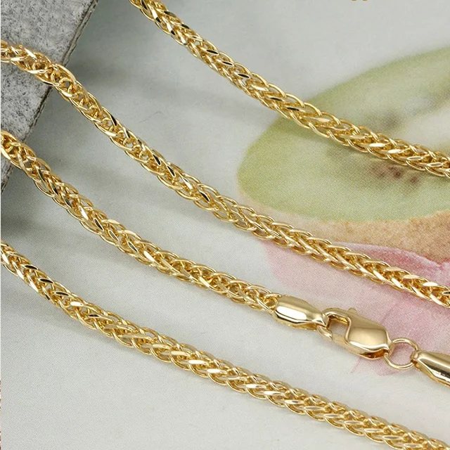 Xinfly Bulk Sale Trendy new design Pure real Chopin chain Clavicle solid 18K Yellow Gold Chain