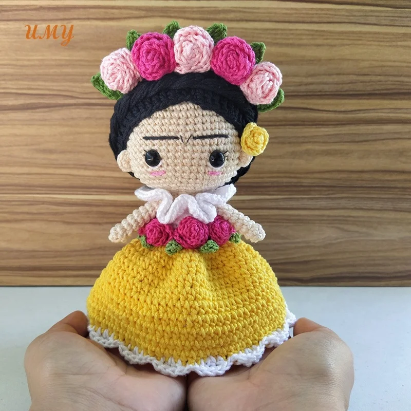 Mexican Handcraft Custom Figurine Plushie Kahlo Decor Kids Hand Knitted Amigurumi Baby Soft Toys Handmade Art Crochet Doll