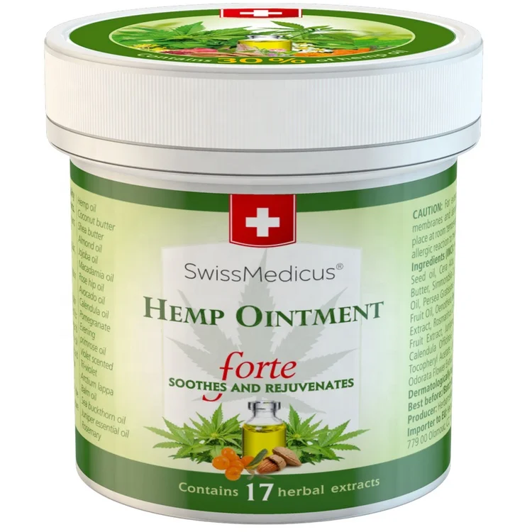 
SwissMedicus Hemp ointment contains 30 % high-quality hemp oil, Swiss quality, 125 ml 