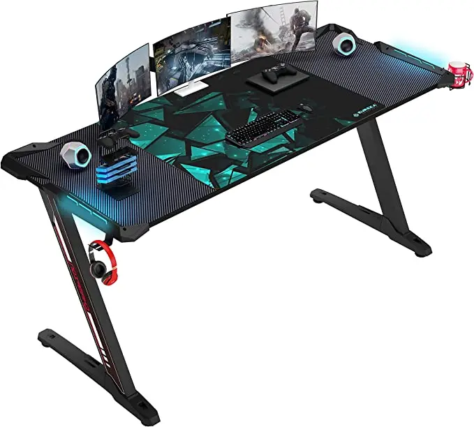 Игровой стол со светодиодной подсветкой RGB большой игровой из углеродного волокна для геймеров