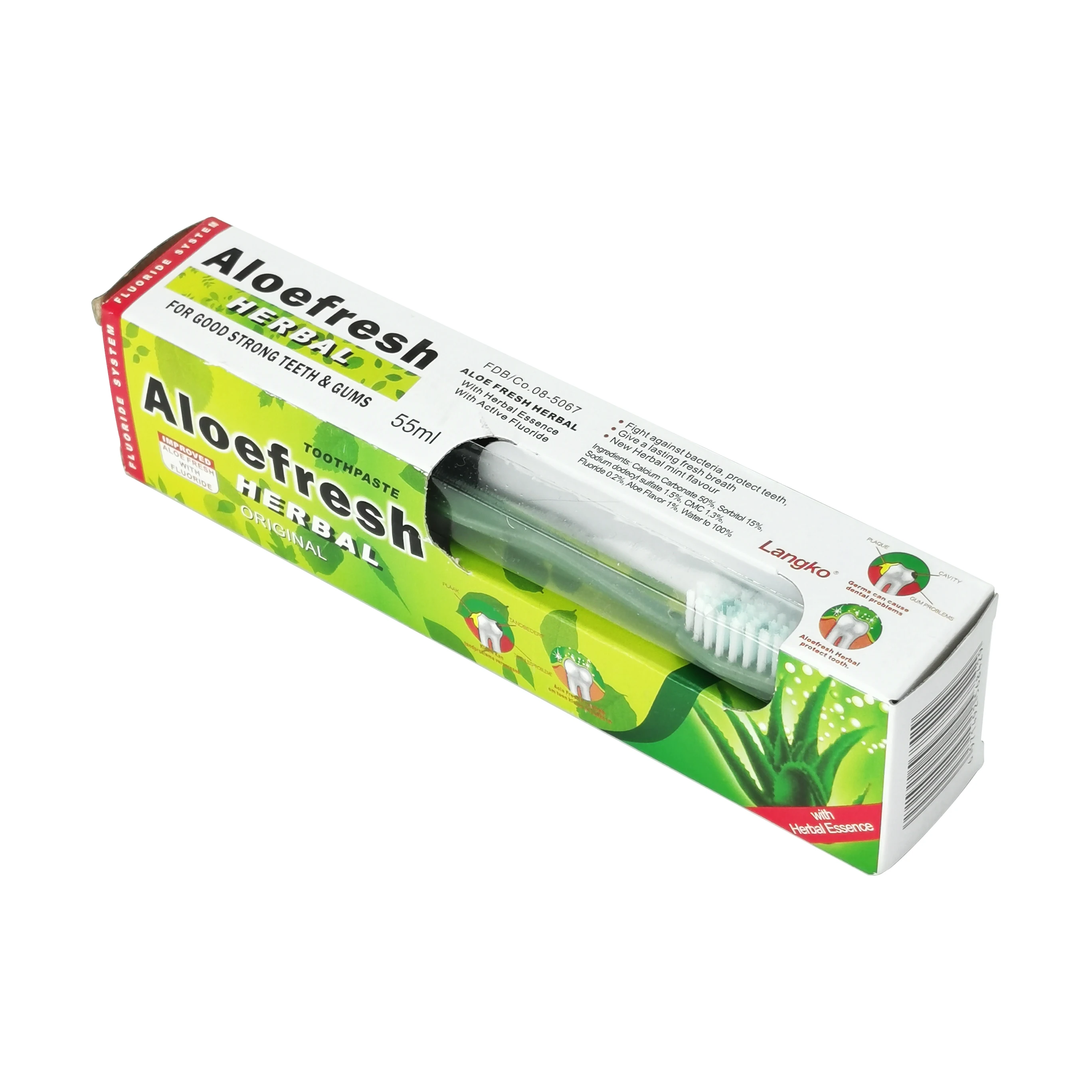 Aloe   herbal 55ml toothpaste with toothbrush