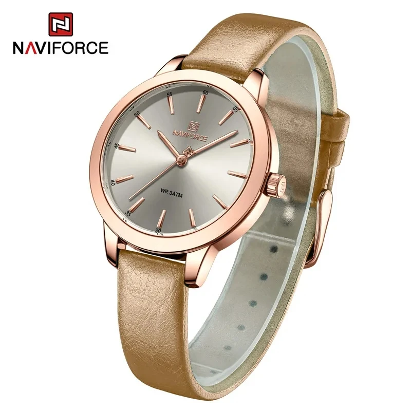 NAVIFORCE 5025 Classical Leather Wristwatch New Arrival Fashional Ladies Minimalist Watch 30M Waterproof Japan Movt High Quality