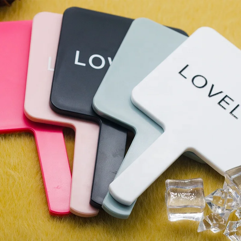 Private Label Customized Logo hand held mirror Single Side Plastic Small Handheld Square Cosmetic Hand Mirrors