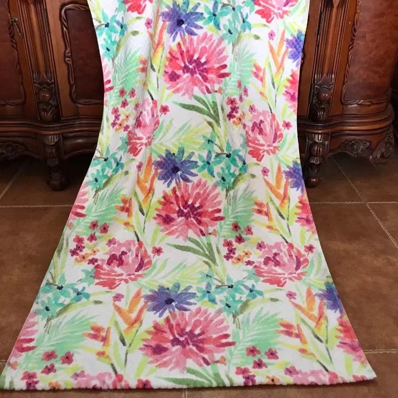  High quality printed pure cotton velour beach bath towel for