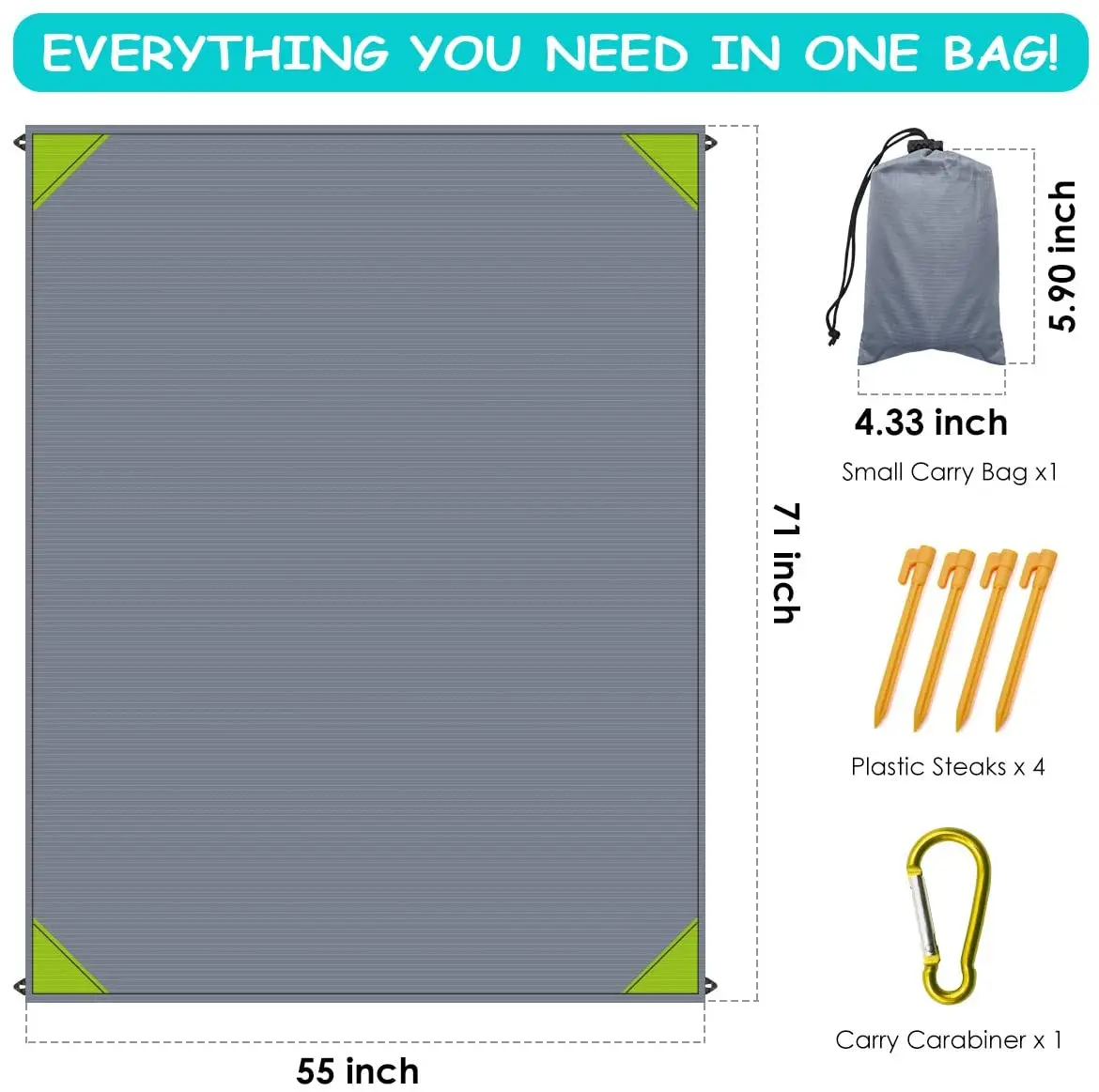 Popular Customized Outdoor Pocket Beach Blanket Small Blanket OEM Beach Mat 60*55inch General Use PKM-002 200pcs CN;ZHE