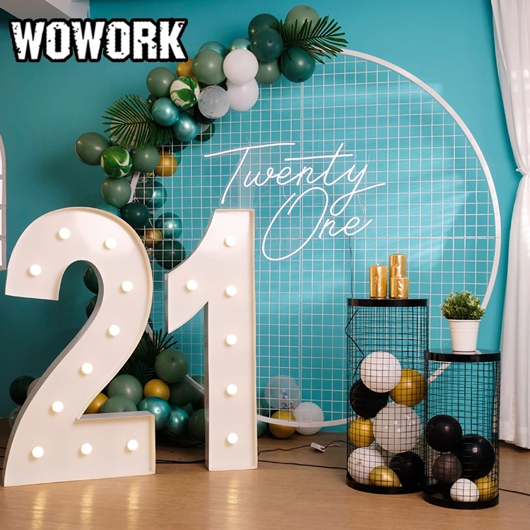 2025 WOWORK Wholesale Metal White Round Arch Iron Mesh Backdrop for Weddings Birthdays Event Decoration