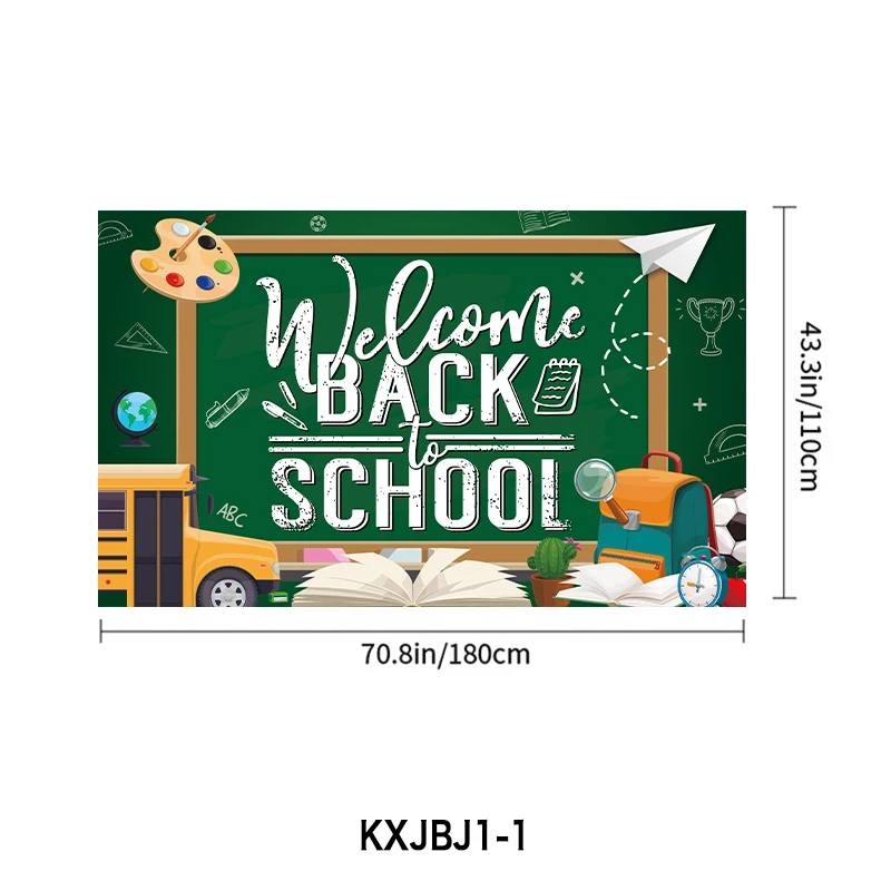 Back to School Photography Backdrop Blackboard for Kids Party Banner School Bus Pencil Chalkboard Photo Background Prop Booth