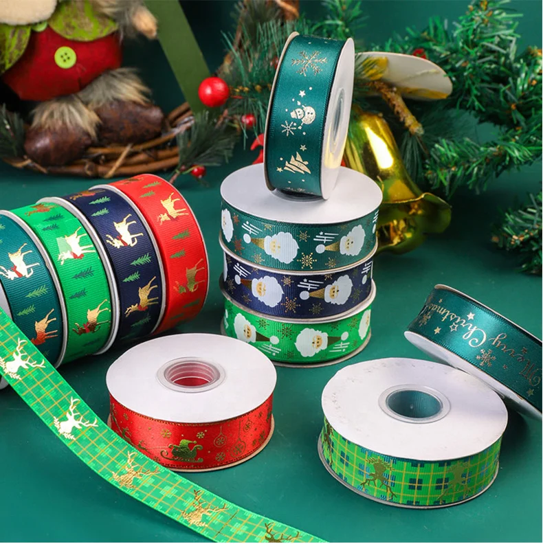 christmas ribbon custom printed new style xmas ribbon for decorating for sale
