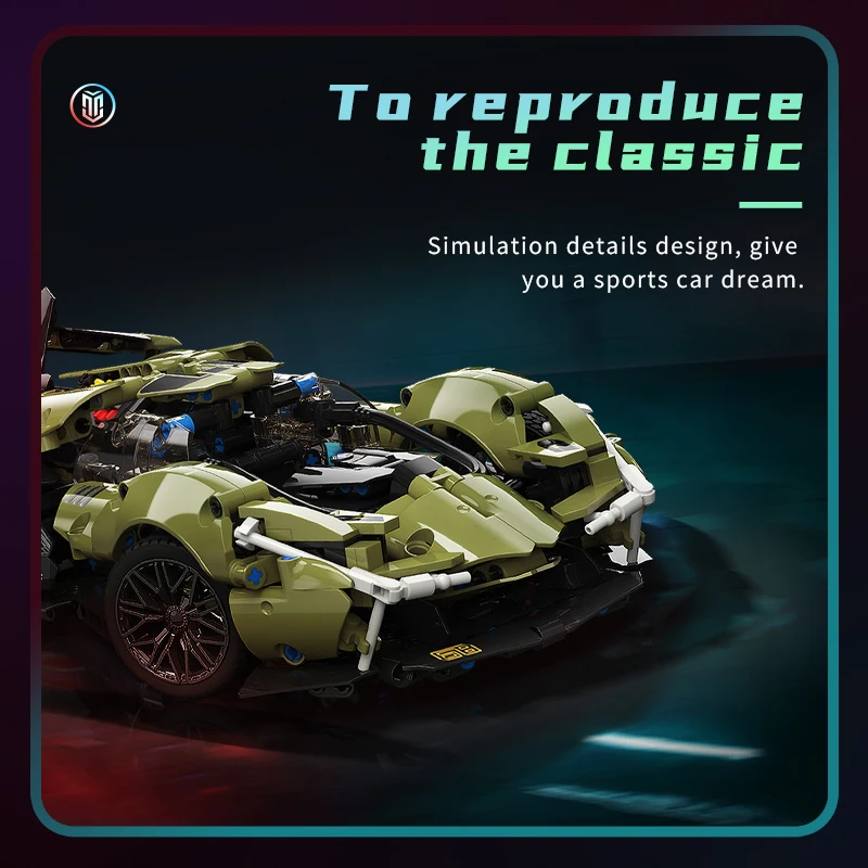 Конструктор MOYU технический MOC спортивный автомобиль конкурентоспособный с Legoing 847 шт. головоломка крупные частицы строительные блоки