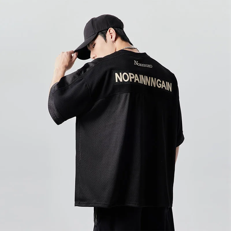 Custom printed mesh shirts for men oversized mesh jersey t shirts loose fit quick dry sports shirts for men tshirt