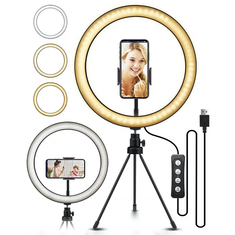 
2020 new design adjustable LED Selfie Light Ring Round Shape Makeup Lam selfie phone holder for smart phones 