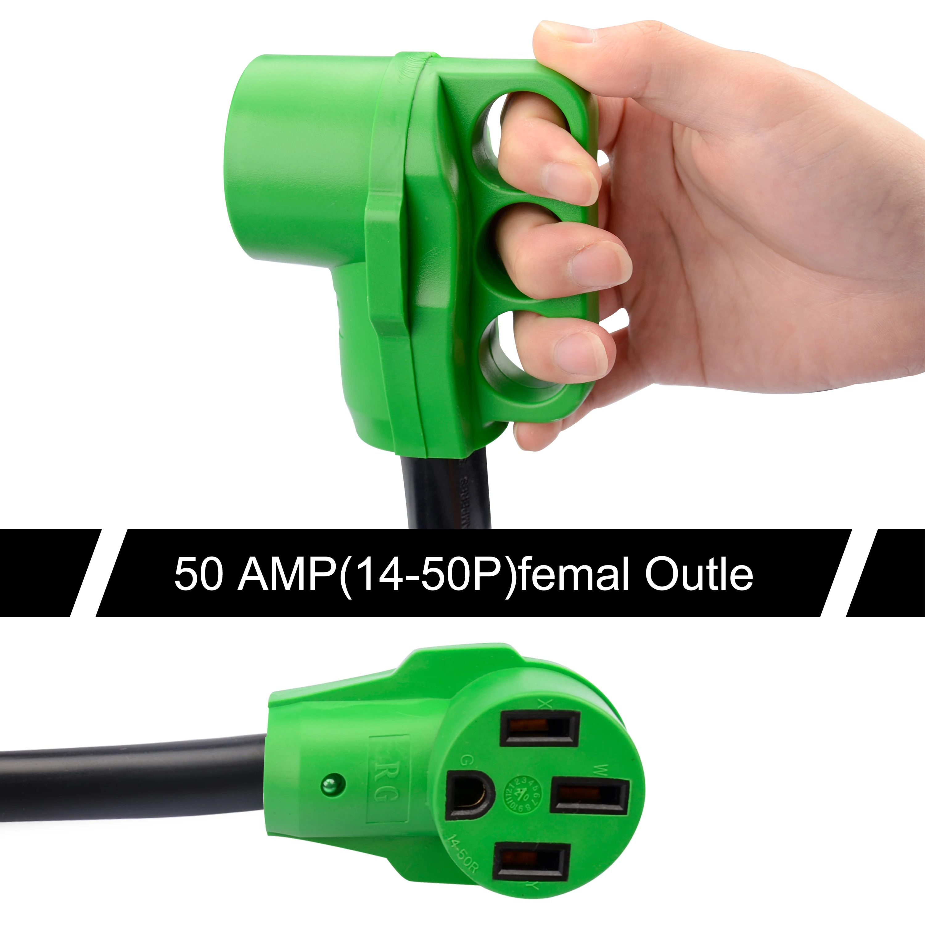 SS2 50 Amp Generator Cord 25 Feet NEMA 14-50p to SS2-50R Generator Emergency Power Cord, STW 6/3 + 8/1 AWG, 125/250V