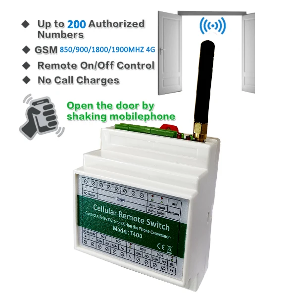 GSM 4G Unique Features RTU400 Gate Opener Gsm Relay Wireless Phone Calling or SMS