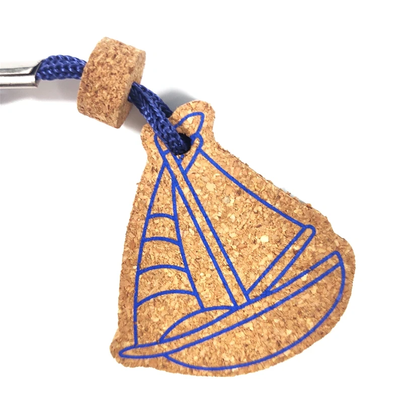 china factory Commercial gift key decoration custom shape natural wood floating key-ring cork key-ring cork key ring holder cork