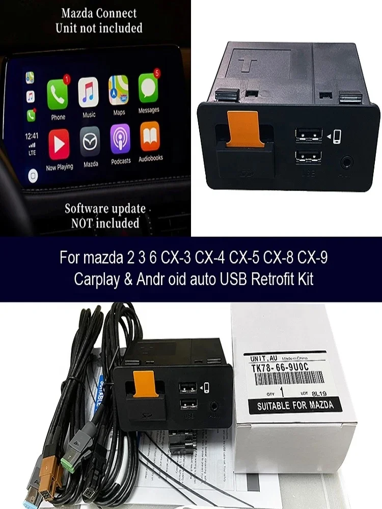 GRANDnavi CarPlay Android Auto USB adapter hub OEM for Mazda 3 6 2  CX5 CX3 CX9 miata MX5 for Toyota Yaris TK78-66-9U0C