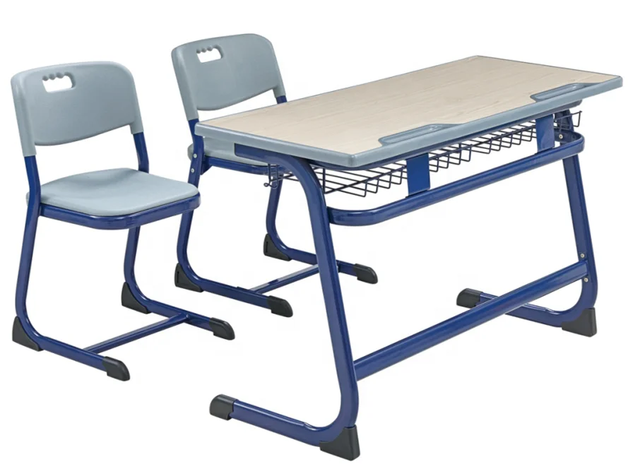 OEM Custom College University Furniture Manufacture Wooden Student Desk And PP Plastic Chair Sets