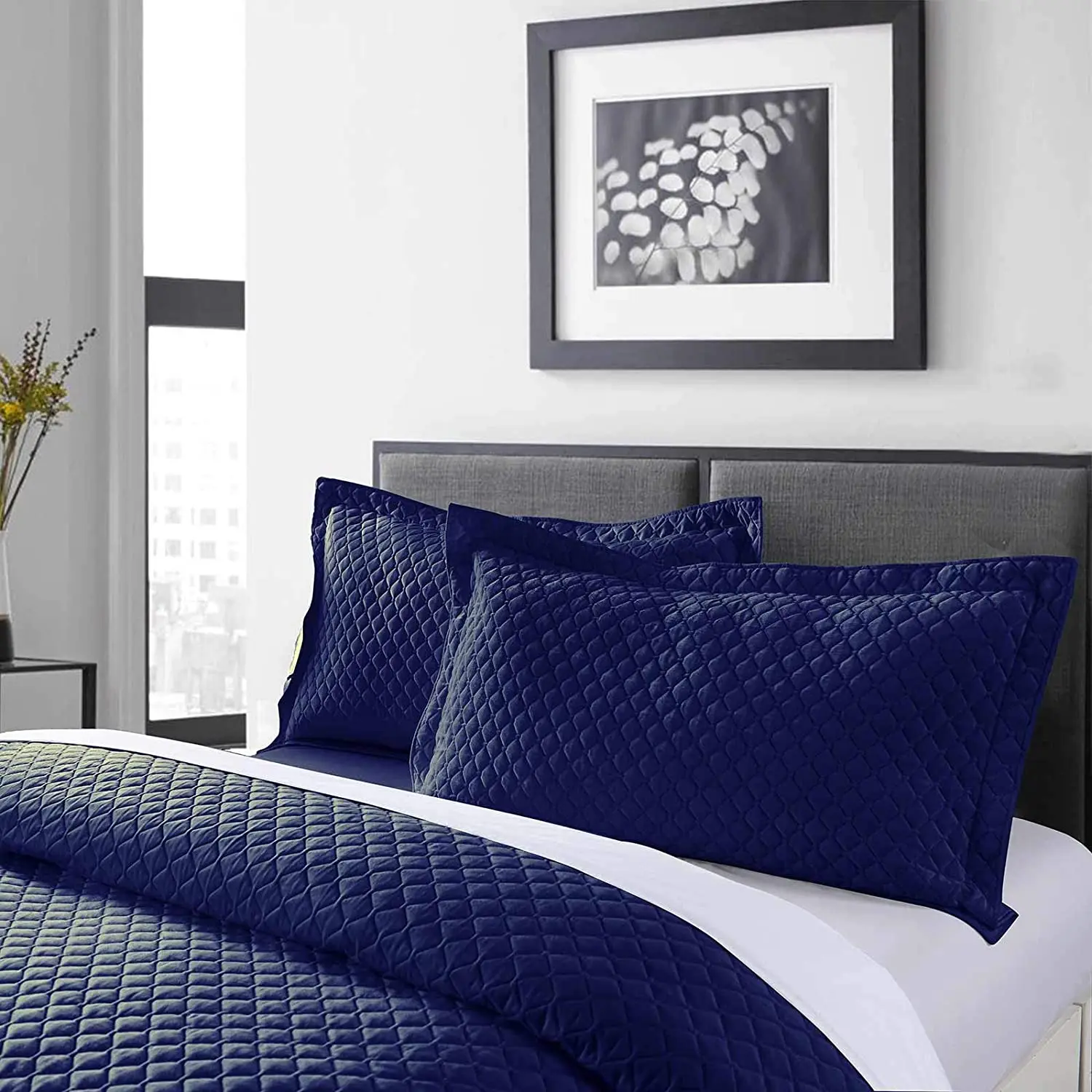 New 3pc Plaid Reversible Bedspread/Quilt Set Satin Coverlet set