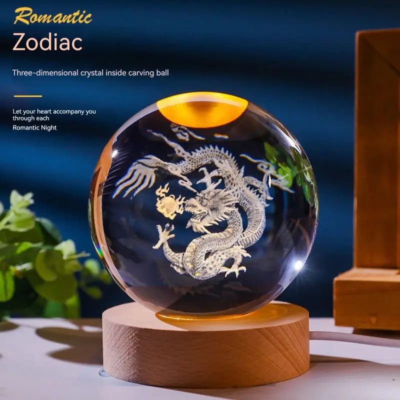 Zodiac crystal ball Holiday gift Decoration crafts Crystal light night light birthday gift christmas Crystal crafts