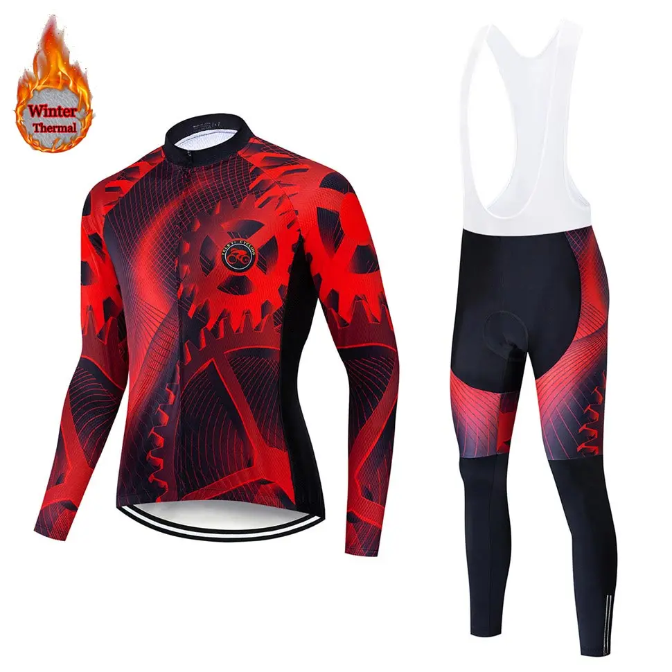 OEM Custom Logo Jersey High Quality Bibset Bike Clothes Breathable Winter Thermal Long Sleeves Unisex Adults Team Cycling Jersey