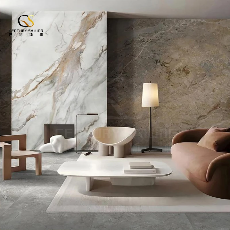 1220x2440mm 2.8mm waterproof UV marble panel for wall panel for Living room PVC marble alternative board production