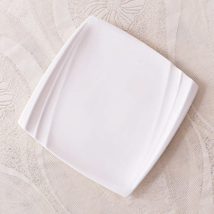Various Model Shape New Bone China Porcelain Square Ceramic Dinner Plate For Hotel And Restaurant