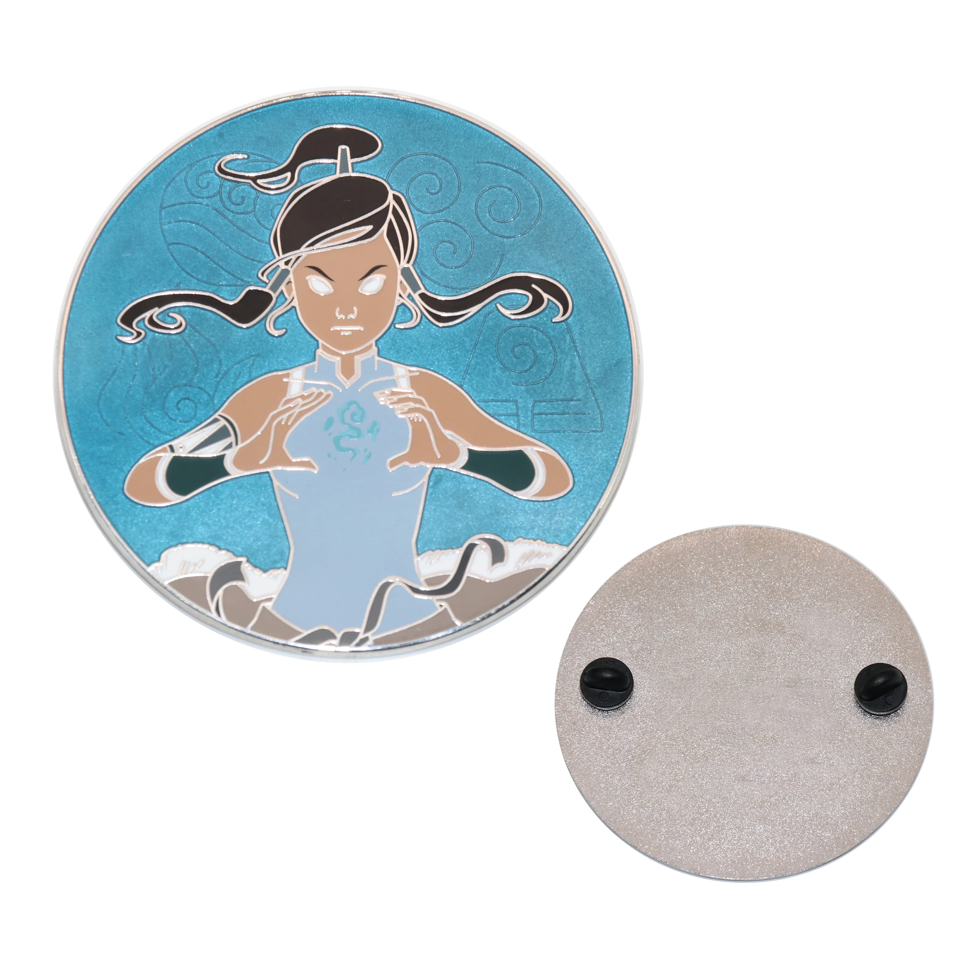 Badge Metal Pin with sandblast and screen printing