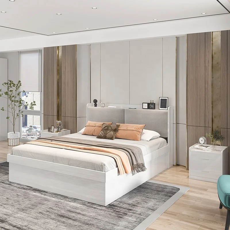 modern king size bedroom set nordic bed set furniture bedroom sliding wardrobe with mirror door white turkish bedroom full set