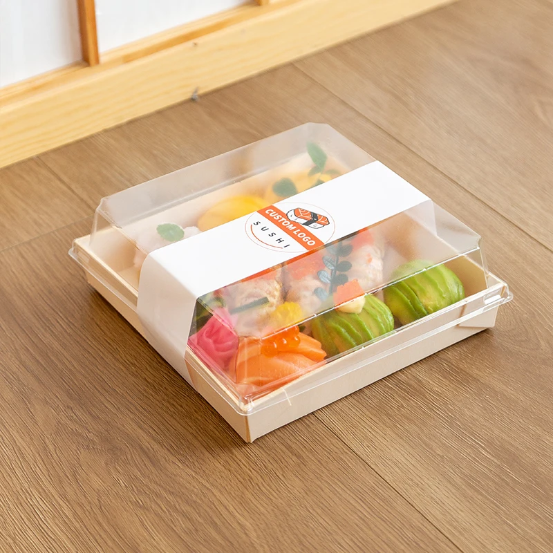 Traditional Sushi Box With Lid 6 Compartment Food Container Lunch Japanese Bento Box