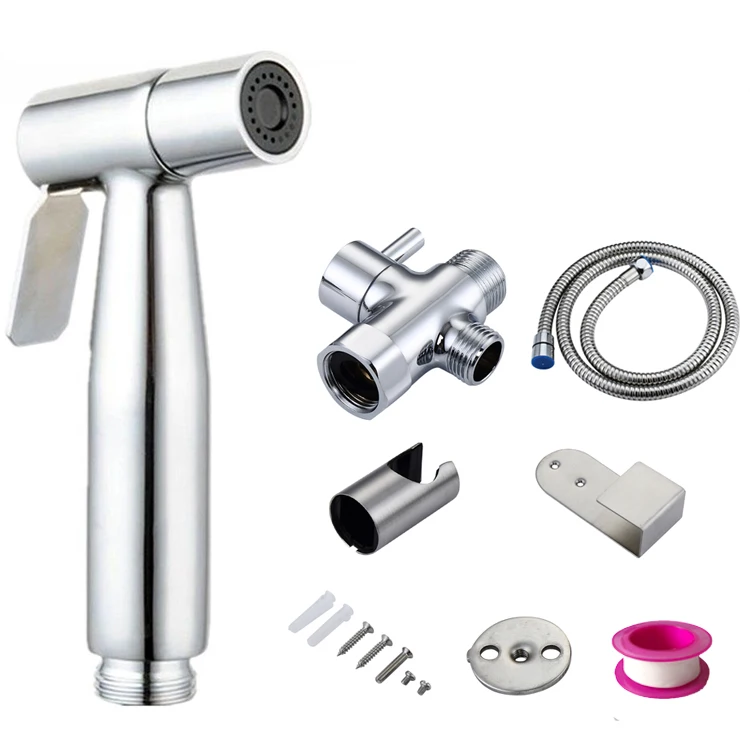 Foshan ANNWA stainless steel 304 bathroom shattaf chrome portable handheld bidet sprayer set for toilet USPQ03