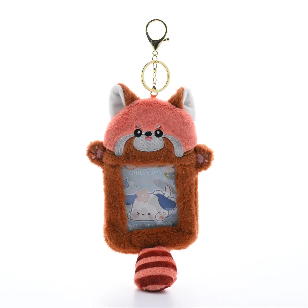 Cute Cartoon Plush Photo Card Holder Bus Card Bank Id Card Protective Display Sleeves Students Bag Pendant Gifts