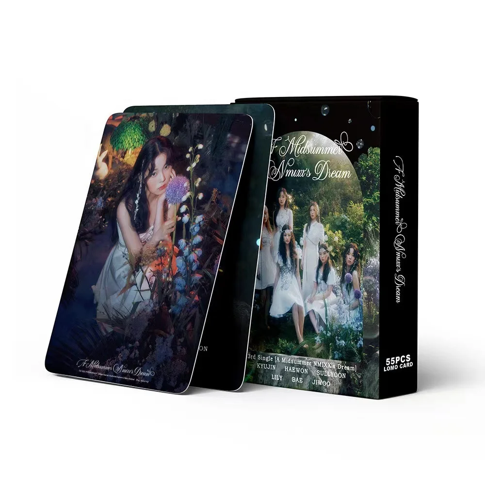 Yuwei 55pc/box New NMIXX Double-sided Small Cards LOMO Greeting Album Box Photo Card Bookmark