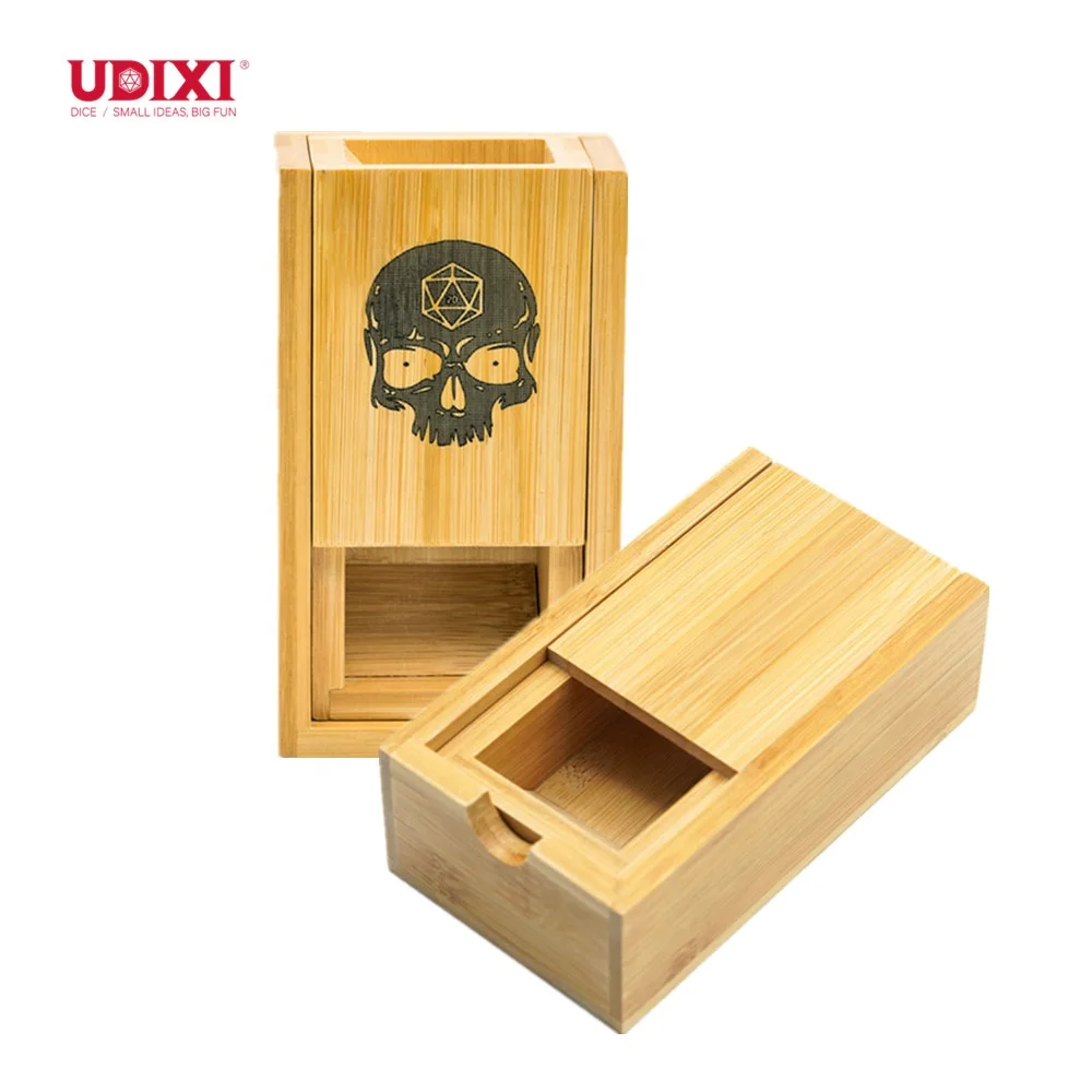 Udixi Bamboo Dice Tower Dungeons and Dragons RPG Bamboo custom logo Dice Tower