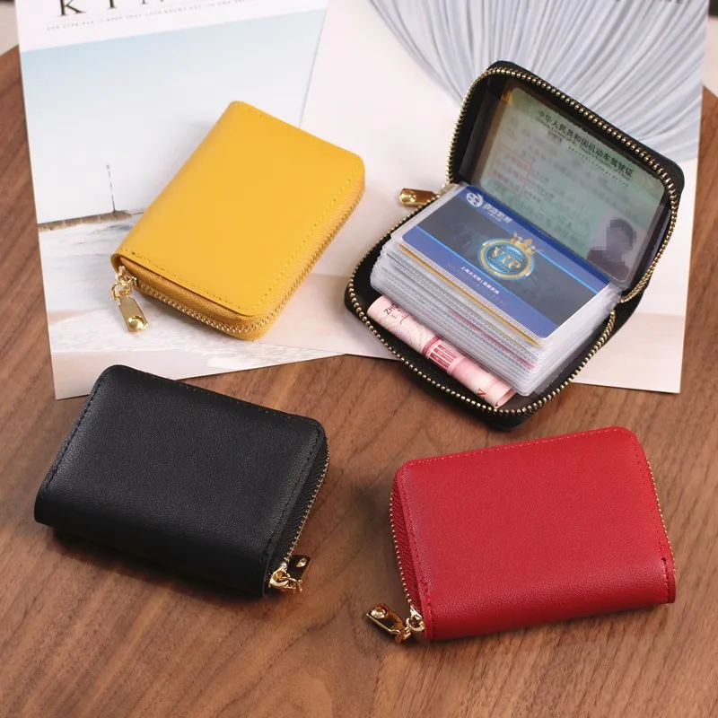 Luxury Fashion  Zipper Wallet PU Leather Transparent 24 Card Slots Coin Colorful Large Capacity  Credit Card Purses For Women