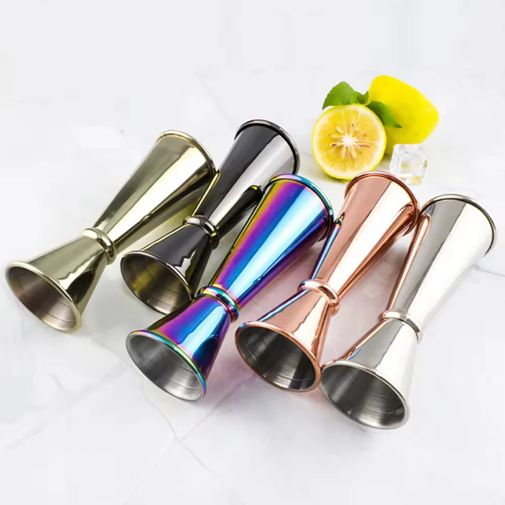 R 304 Stainless Steel Roll-Rim Jigger Measuring Caduated Ounce Cups for Cocktail Bartending Home Party Uup Grse Hotels Bar Tools