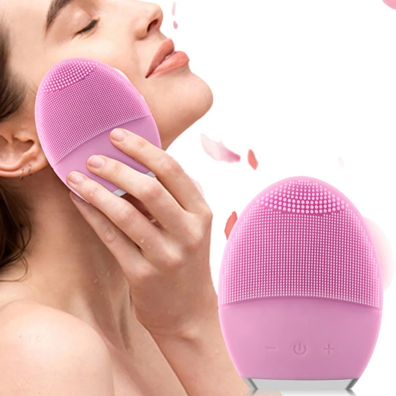 IPX7 Waterproof Electric Sonic Vibration Face Brush Silicon Cleaning Brush Facial Silicone Brush