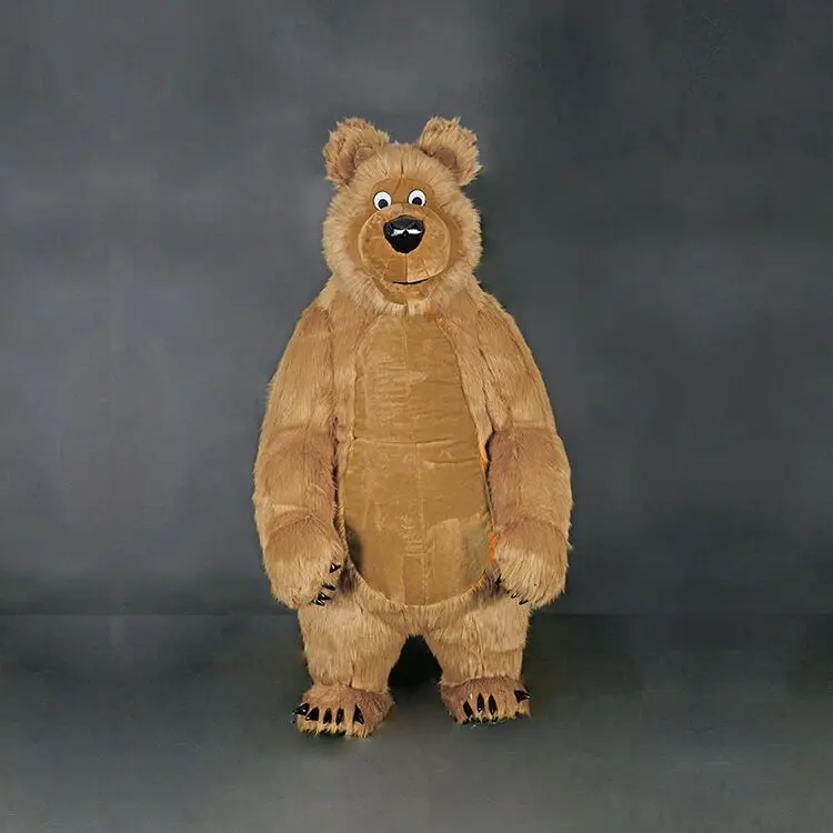 Funtoys custom Inflatable Furry Plush Masha Bear Mascot Fursuit Family Halloween Cosplay Party dress for adult