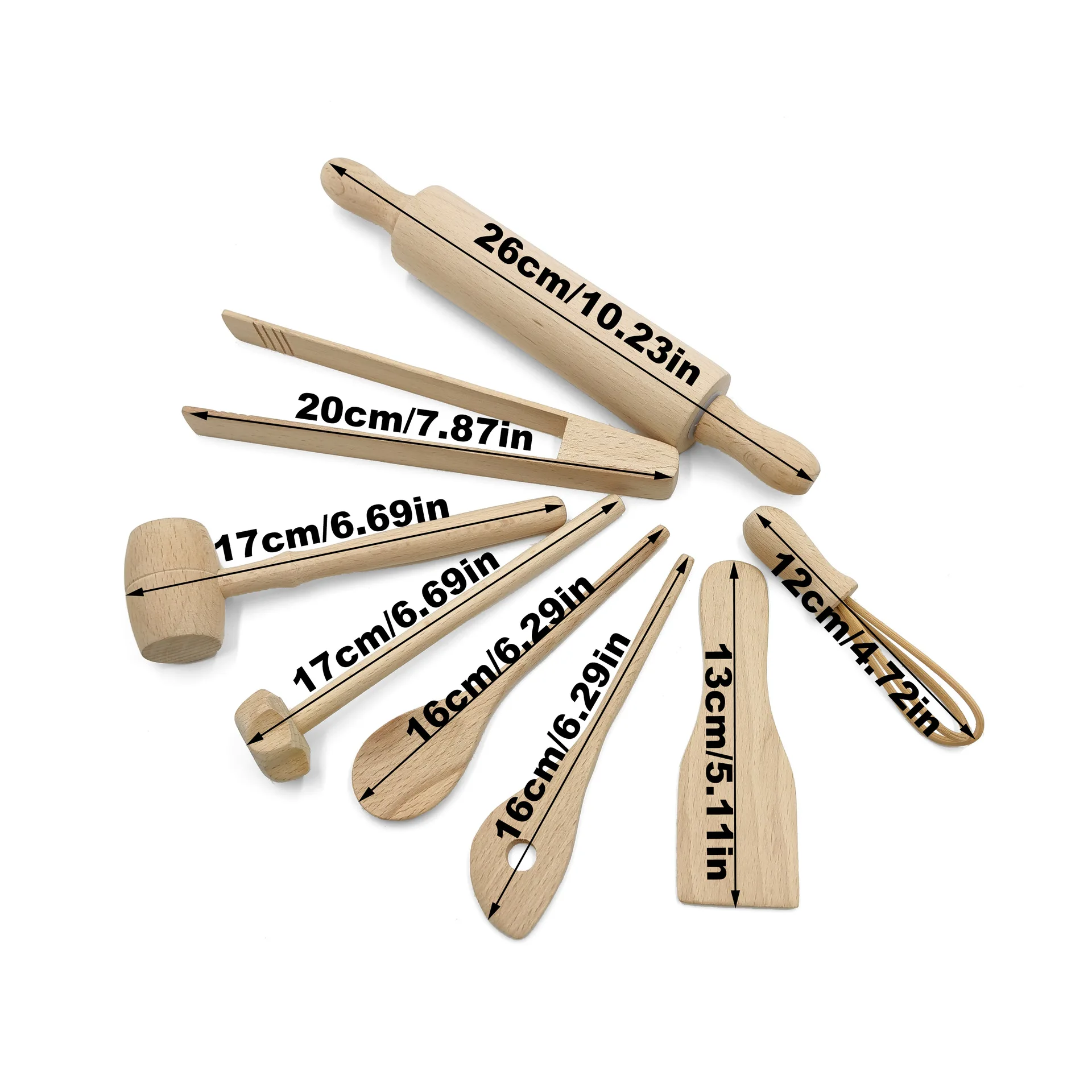 Hotsale DIY Baking Cake Tools 8 pcs Kids Wooden Baking Set