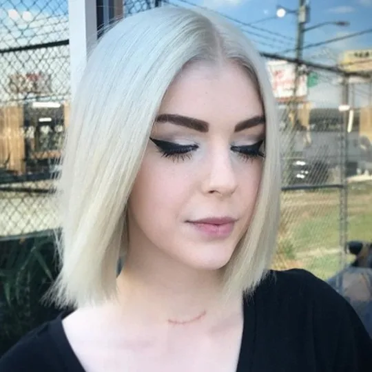 2022 New Female Blonde Side Biased Bob Short Straight Chemical Fiber Hair Realistic Wig