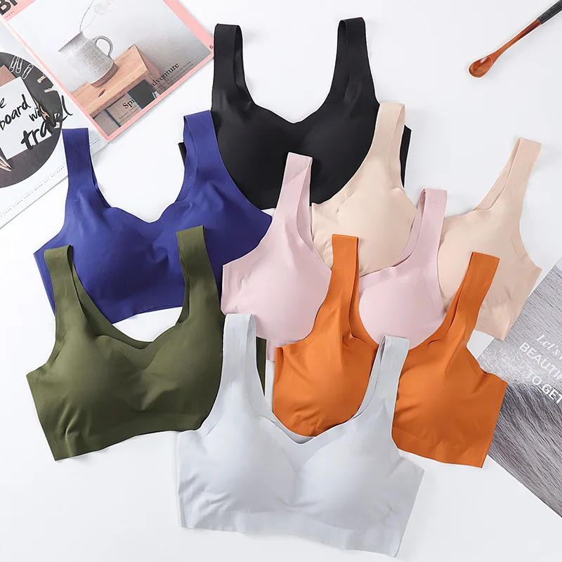 New Girls Fashion Simple Solid Color Push Up Comfort Thin Full Cup Wire Free Bra