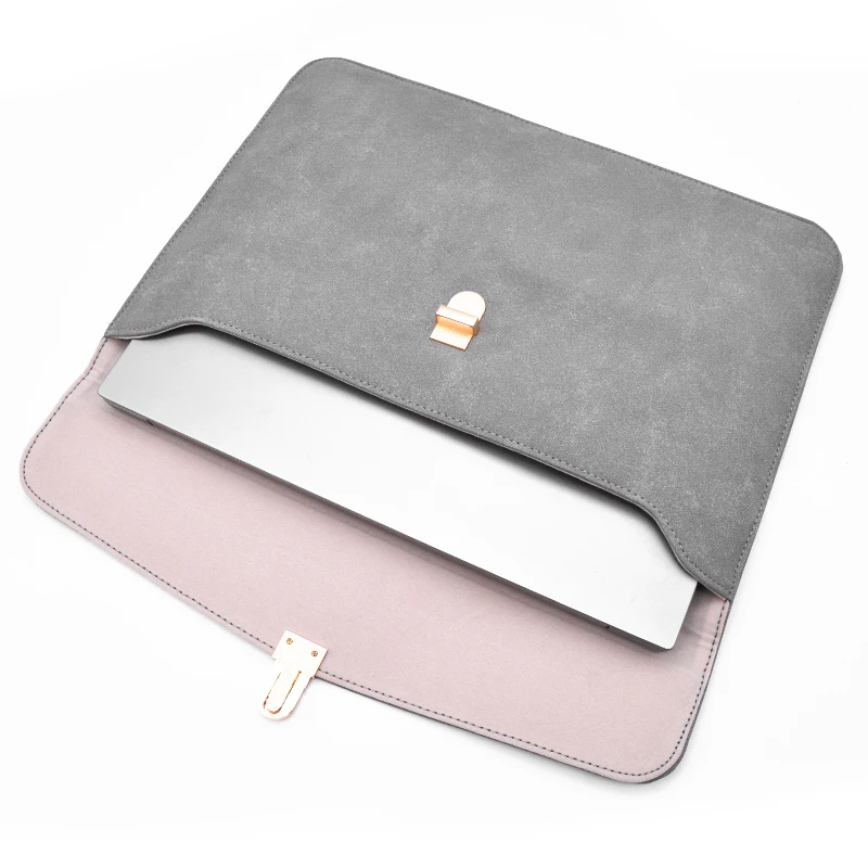 Ultra Slim Flap Style Waterproof Faux Suede Vegan PU Leather Protective Case 13 Inch Laptop Sleeve Case For MacBook Pro Air
