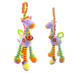 Baby Stroller Plush Toy, Soft Hanging Teething Rattle Toys, Newborn Crib Bed Around Toy Car Seat Animal Stuffed Toy with Teether