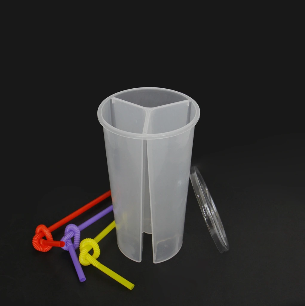 12oz 16oz 24oz Clear PP Plastic Cups with Flat Lids plastic disposable twins split pp plastic cup bubble tea milk shakes