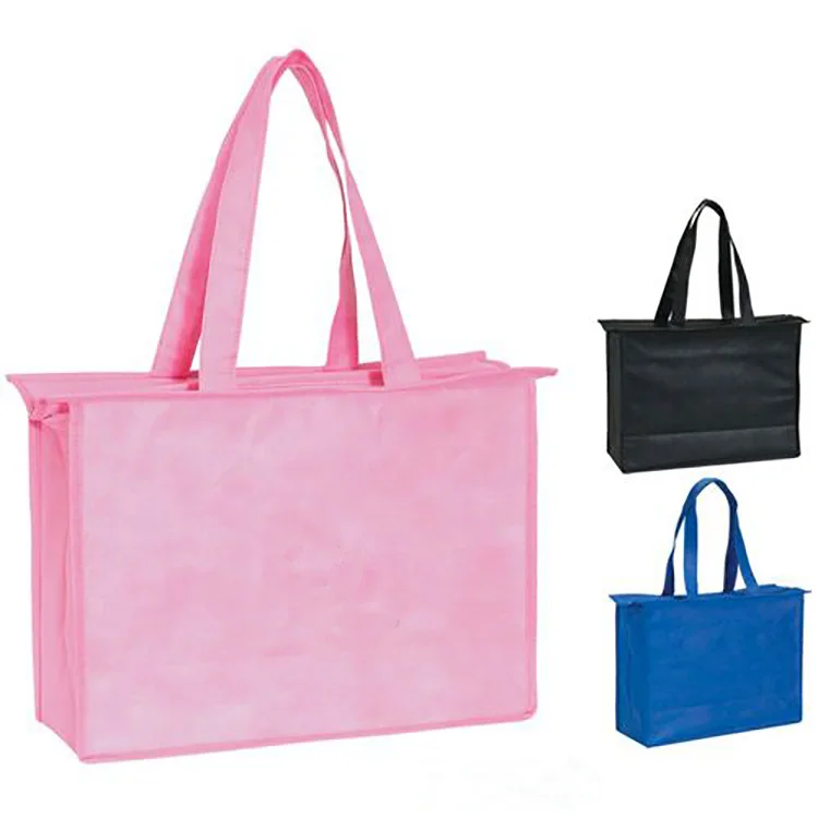2019 Fashion Tote  Non Woven Material Promotional  Shopping Bag with Zipper Closure Type