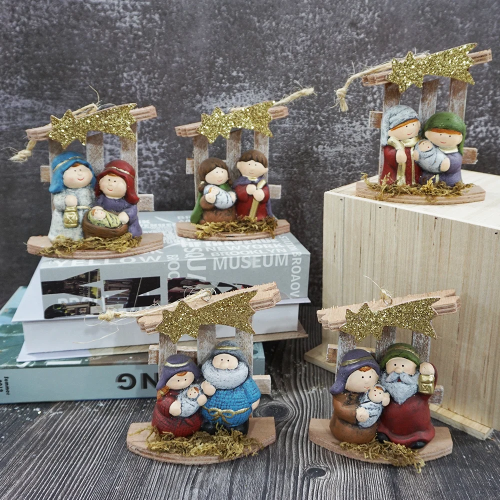 Catholic Polyresin Holy Family Figurine Resin Craft Tabletop Decor Religious Nativity Sets Garden Ornaments