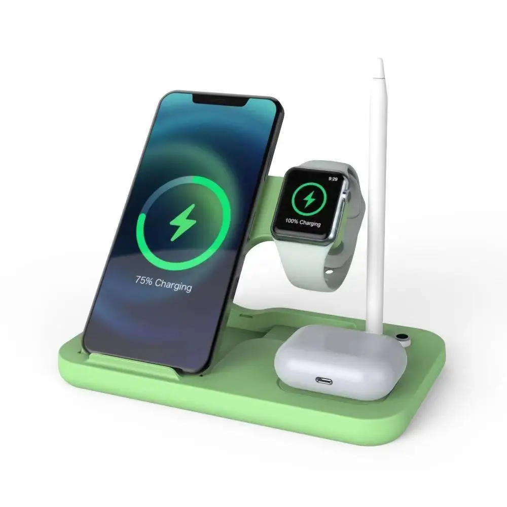 SUNLINE 4 in1Qi 15 Вт быстрая Беспроводная зарядная станция Беспроводное зарядное устройство для телефона