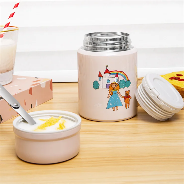 Vacuum Insulated 450ml Food Jar stainless steel wide mouth leak proof dinner box with soup Keeps Liquid Hot or Cold easy to hold