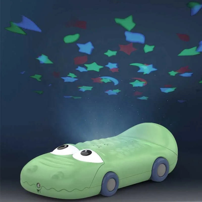 Early Educational Crocodile Baby Phone With Music Projection Flashlight Car Toys Projection Mobile Phone Toy For Infants