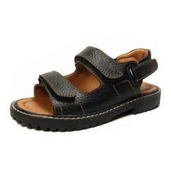 Wholesale High Fashion Custom Sandals with Logo Luxury Leather Sandal For Male Brown Classic Designs Flat Casual Sandals Men