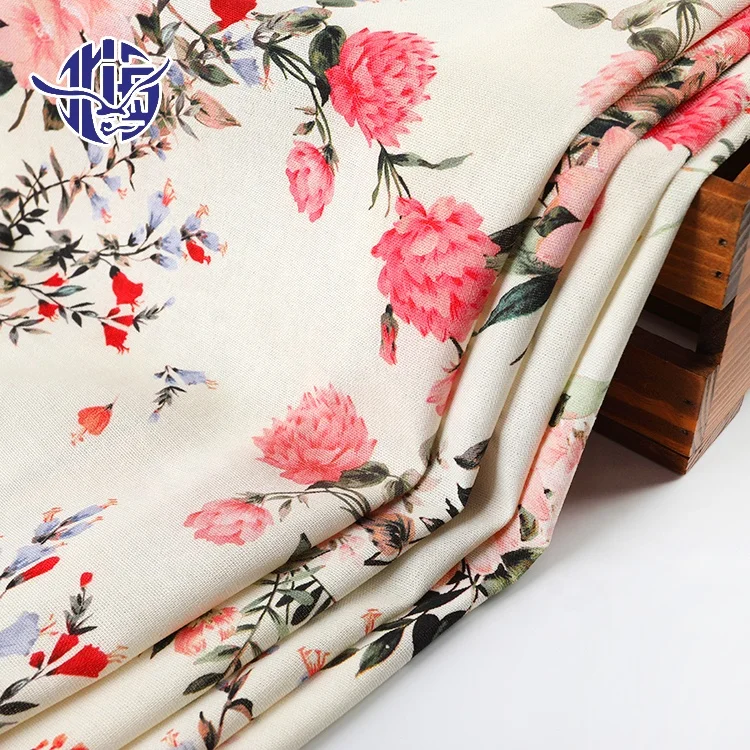 Eco-friendly gots plain digital printed cotton linen fabric china